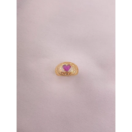Anel  Coração com Rubis
