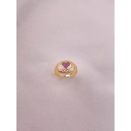 Anel  Coração com Rubis