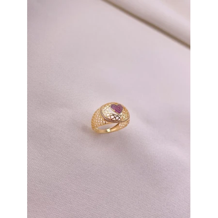 Anel  Coração com Rubis