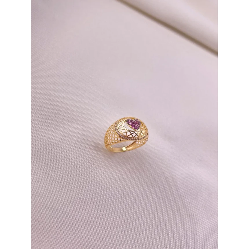 Anel  Coração com Rubis