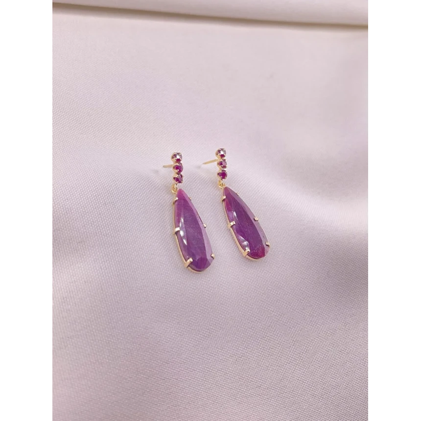 Brincos Rubis Gota
