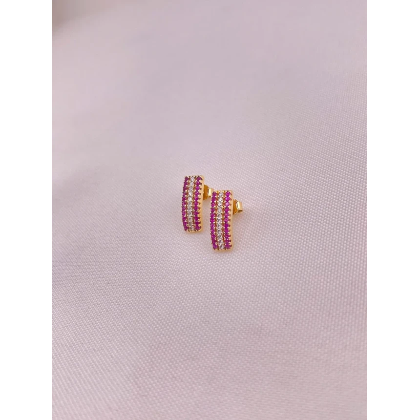 Brincos Frontal de Rubis e Diamantes