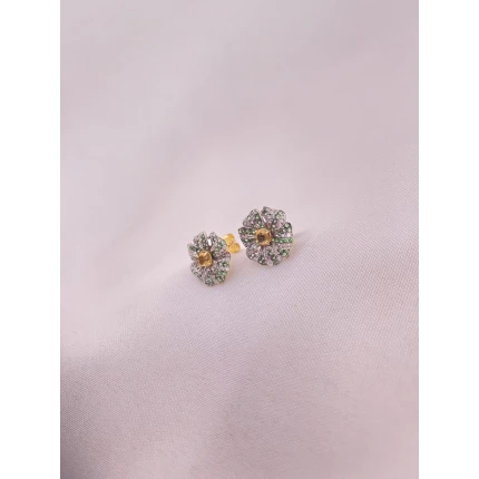 Brincos Flor de Topázios, Turmalinas Verdes e Diamantes