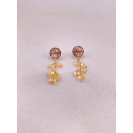 Brincos de Citrino e Quartzo