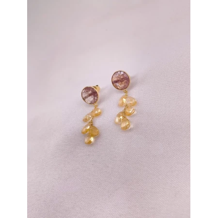 Brincos de Citrino e Quartzo