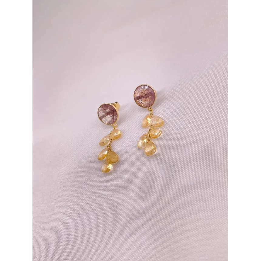 Brincos de Citrino e Quartzo