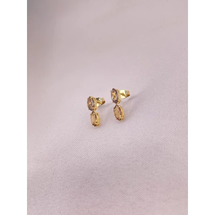 Brincos Topázio Fumê e Citrino