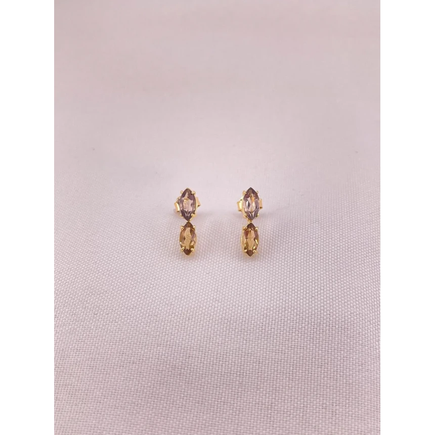 Brincos Topázio Fumê e Citrino