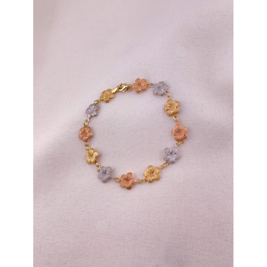 Pulseira Flores Três Tons