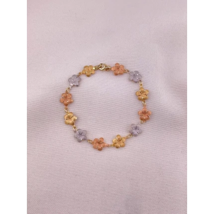 Pulseira Flores Três Tons