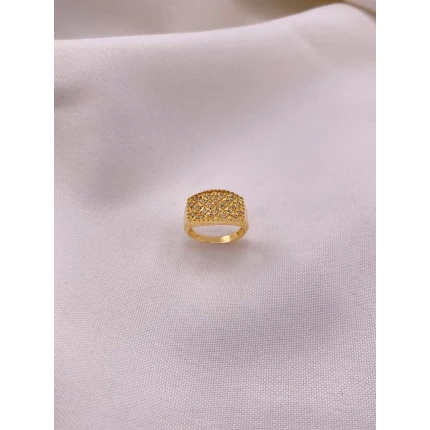 Anel Retangular de Diamantes