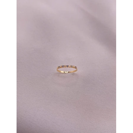 Anel Meia Aliança de Diamantes e Safiras
