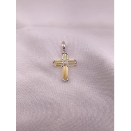 Pingente Cruz Dois Tons com Diamantes
