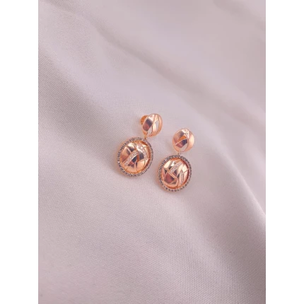 Brincos Ouro Rosê e Diamantes