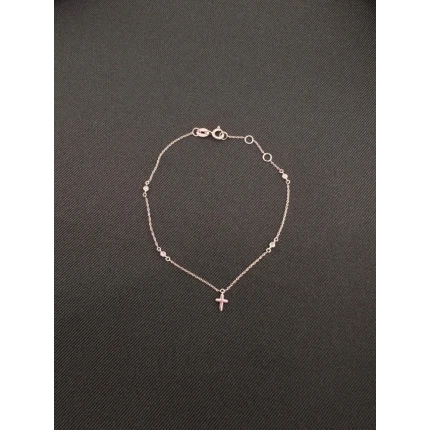 Pulseira com Berloque Cruz e Diamantes
