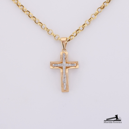 Pingente Cruz com Diamantes