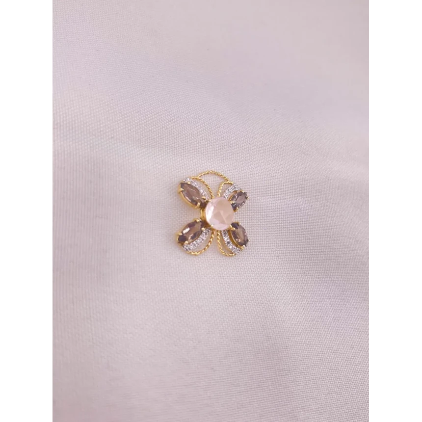 Pingente Quartzo Rosa e Topázio Fumê