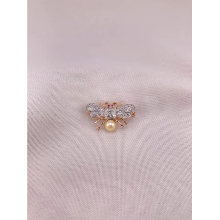 Broche Abelha com Diamantes e Rubis