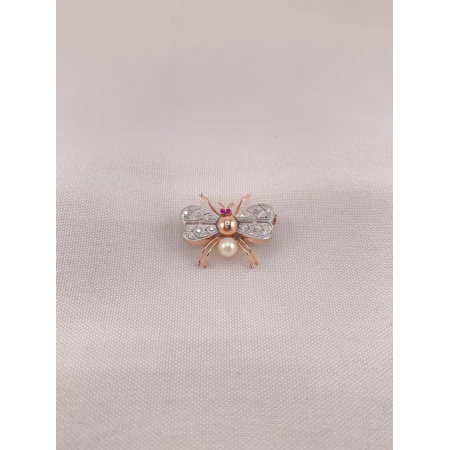 Broche Abelha com Diamantes e Rubis