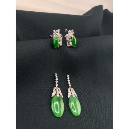 Brincos de Jade e Diamantes
