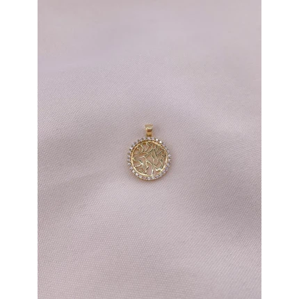 Pingente Mandala com Safiras Brancas