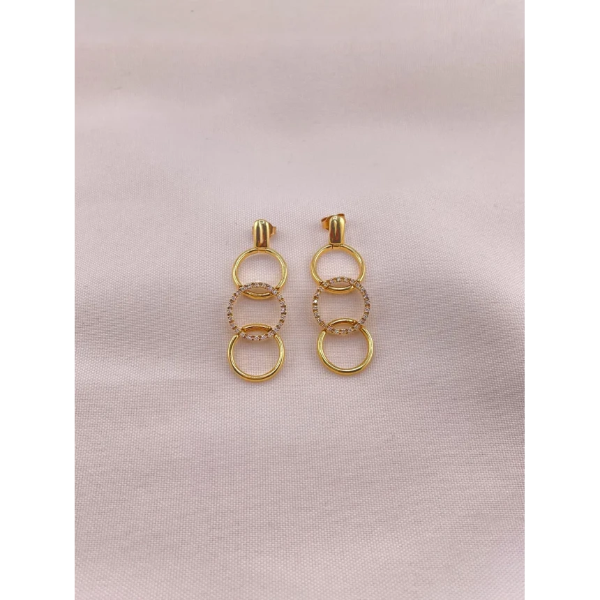 Brincos Círculos com Diamantes