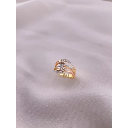 Anel Três Tons com Diamantes