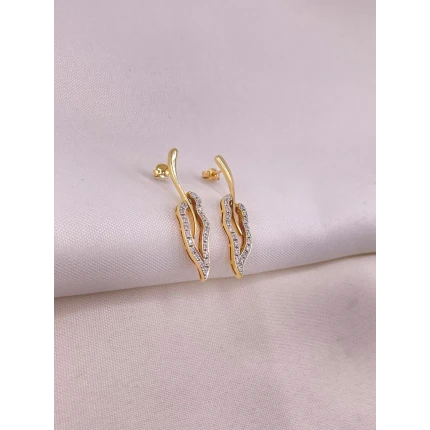 Brincos Folhas com Diamantes