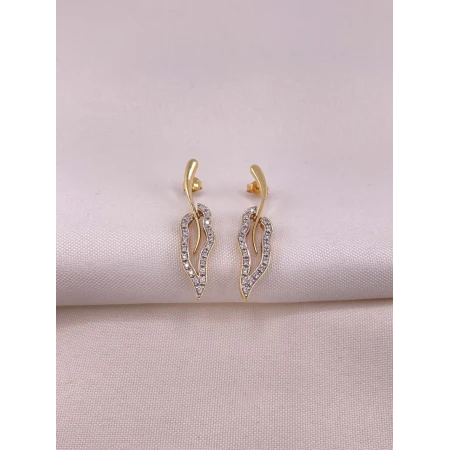 Brincos Folhas com Diamantes