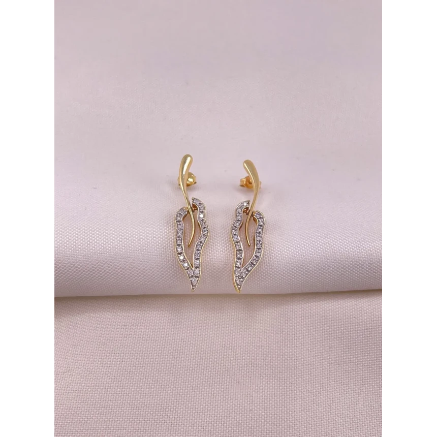 Brincos Folhas com Diamantes