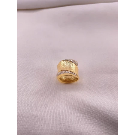 Anel Ouro Escovado com Diamantes