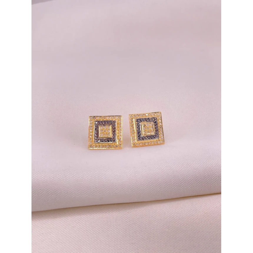 Brincos Quadrados com Diamantes