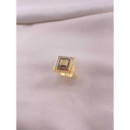 Anel Quadrado com Diamantes