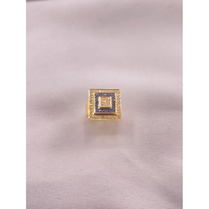 Anel Quadrado com Diamantes