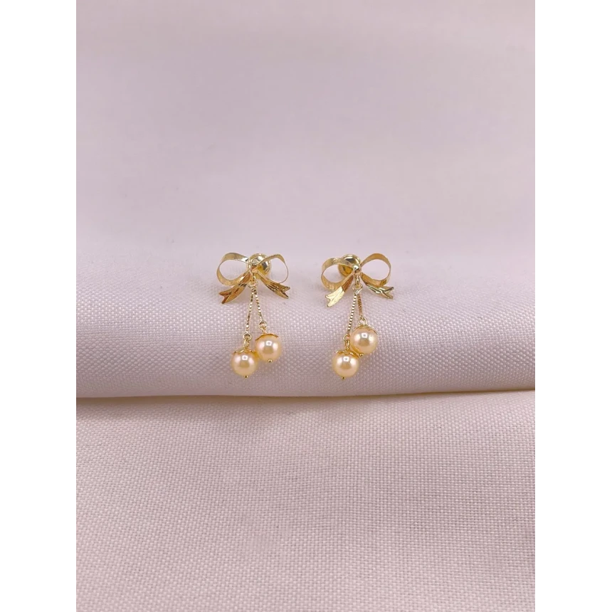Brincos Laço com Pérolas
