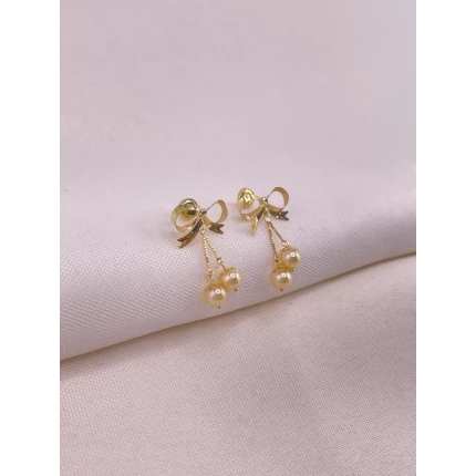 Brincos Laço com Pérolas