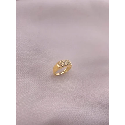 Anel Retangular Favo com Diamantes