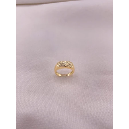 Anel Retangular Favo com Diamantes