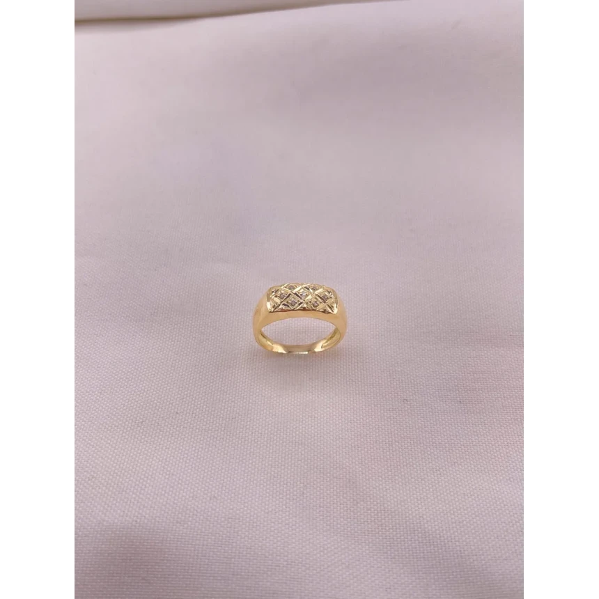 Anel Retangular Favo com Diamantes