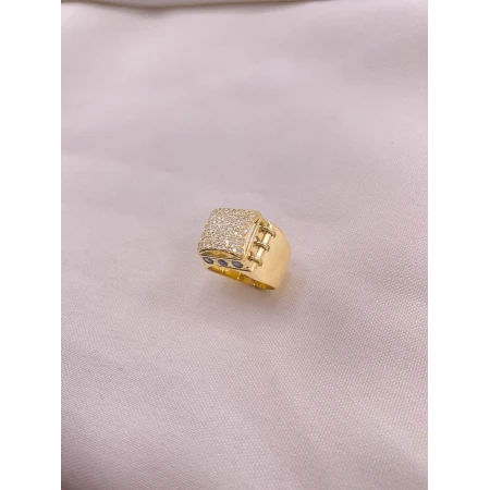 Anel Quadrado com Diamantes e Safiras