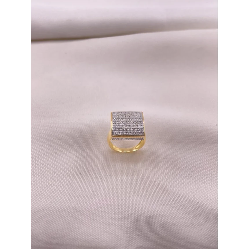 Anel Quadrado com Diamantes