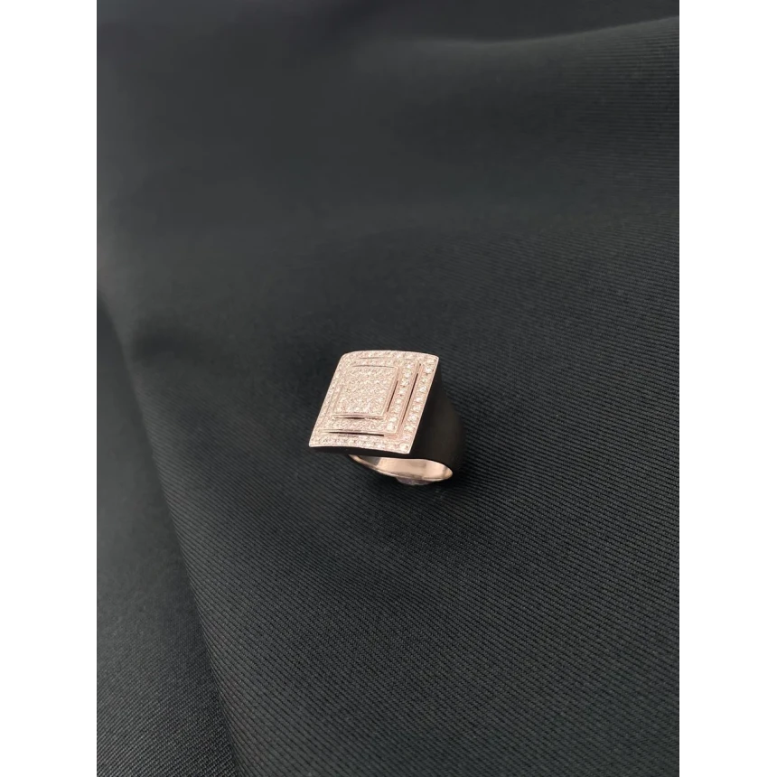 Anel Quadrado de Diamantes