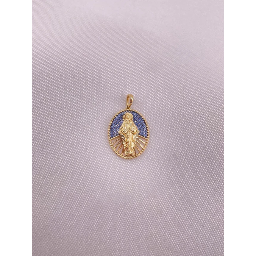 Pingente Nossa Senhora Aparecida com Safiras