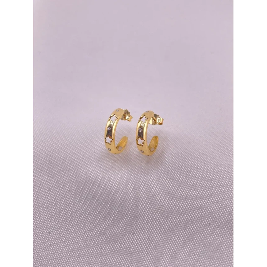Brincos Argola Estrelas com Diamantes