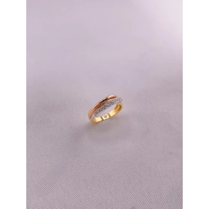 Anel Três Aros e Três Tons com Diamantes