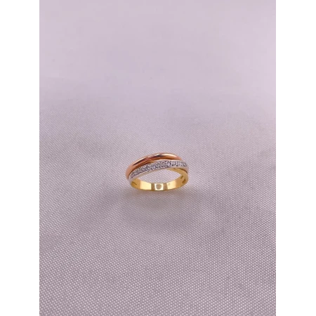 Anel Três Aros e Três Tons com Diamantes