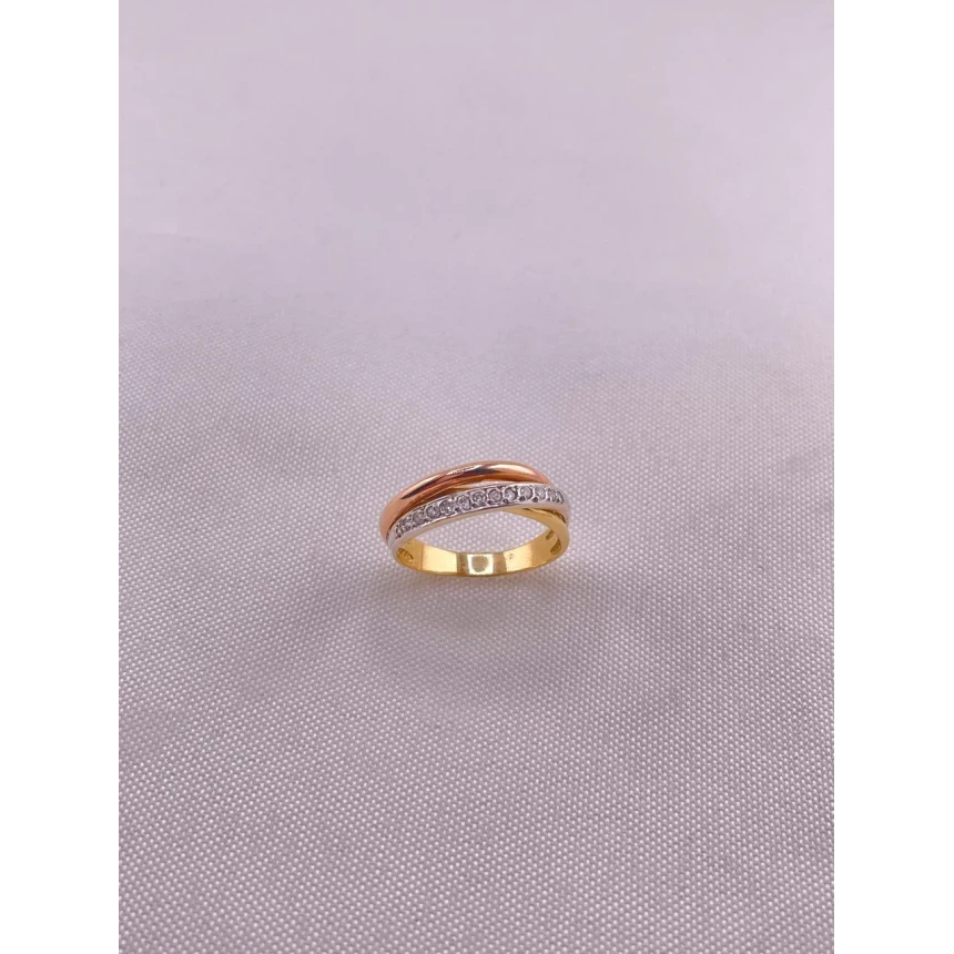 Anel Três Aros e Três Tons com Diamantes