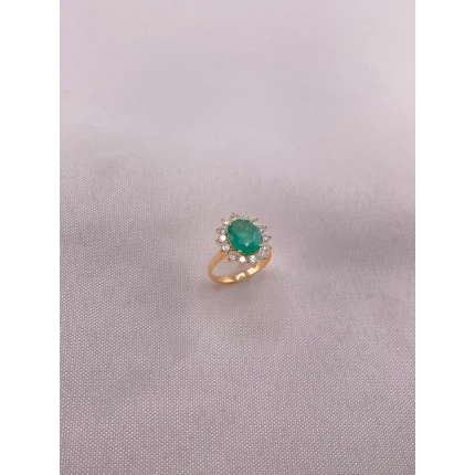 Anel Esmeralda com Diamantes