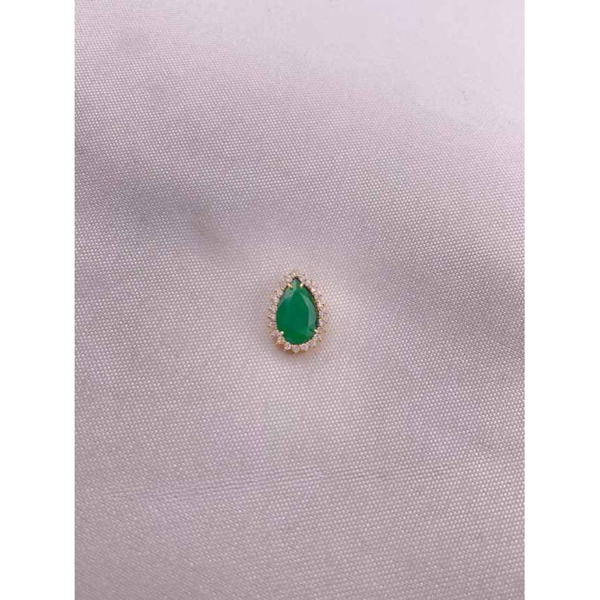 Pingente Gota Esmeralda com Diamantes