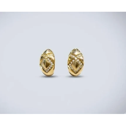 Brincos Argola Bojuda Trabalhada 40 Pontos de Diamantes